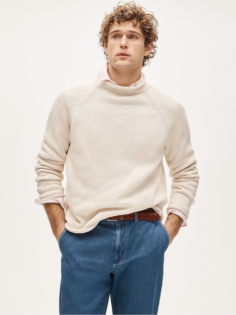 J. Crew Men’s 1988 Rollneck Sweater Cotton Mountain White Cream Size Small NWT